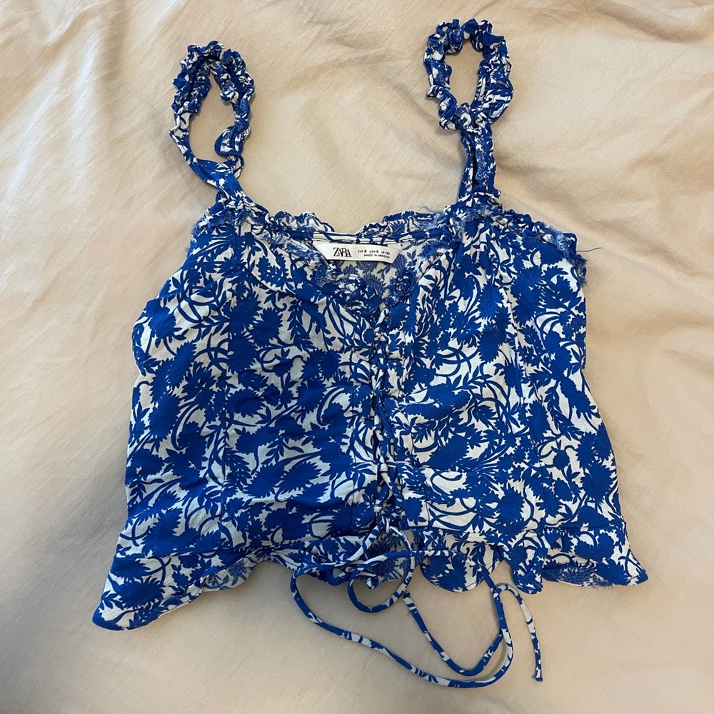 Blue and White Zara top